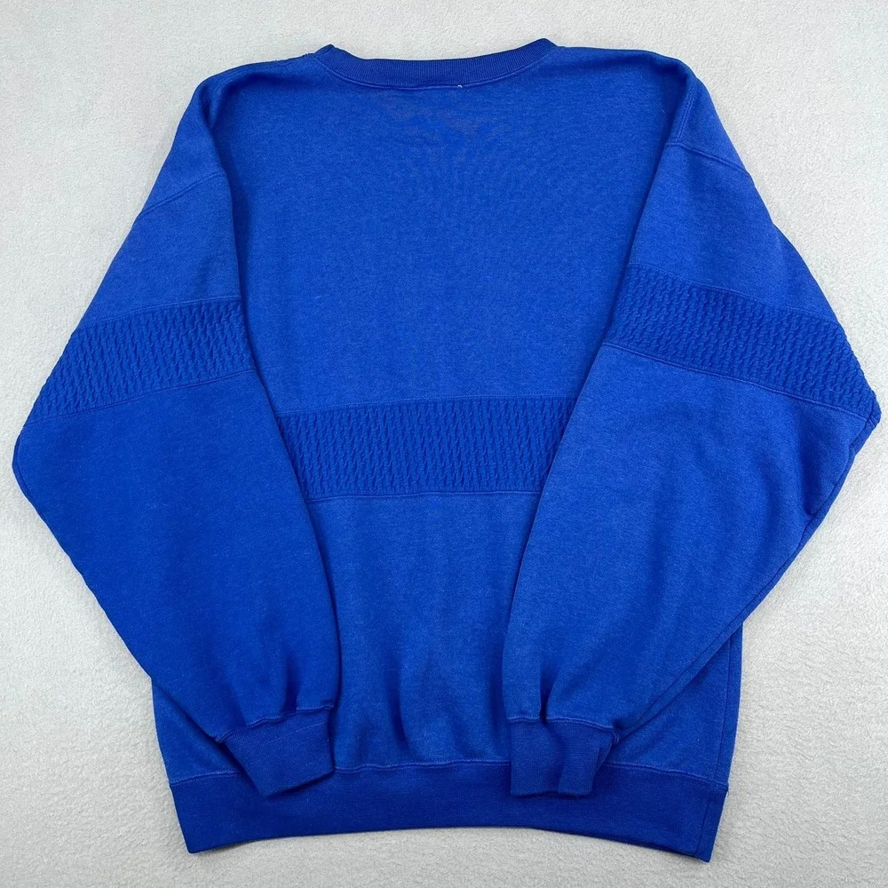 Vintage‎ Cheetah by Mervyns Blue Textured Crewneck Sweatshirt Mens Medium 90s